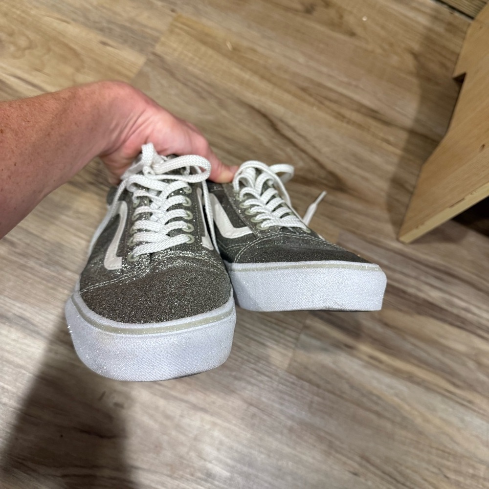 Vans Silver Glitter Old Skool Sneakers - Picture 5 of 8